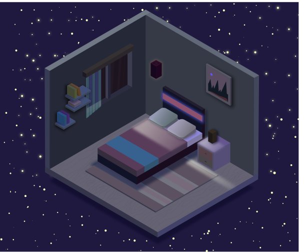 等距卧室插图。矢量平面插图。图片下载