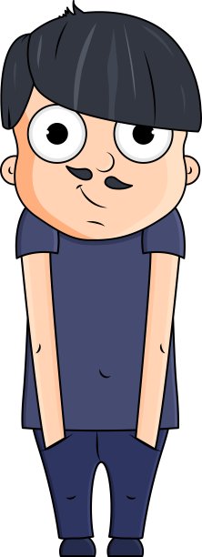 可爱的卡通青年与快乐的情绪。矢量图图片下载