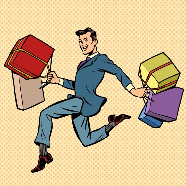 男人与礼品购物商人图片下载