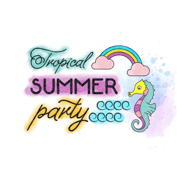 水彩暑期海报。夏天的旗帜。向量。图片下载