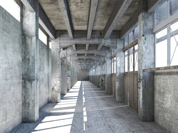 工业建筑隧道的三维渲染图片下载