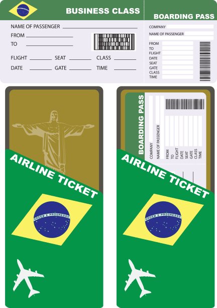 一张去巴西的商务舱机票图片下载
