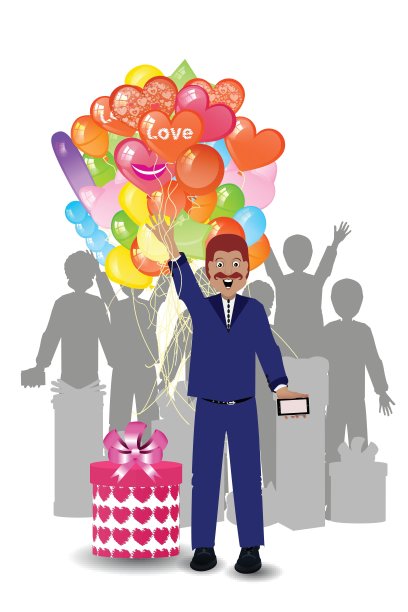男人给女人送礼物还有气球图片下载