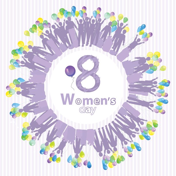 妇女节是一个带圆形气球的8字图案图片下载