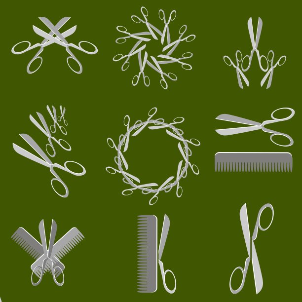 剪子图标孤立在绿色背景图片下载