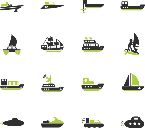 水上运输图标集图片下载