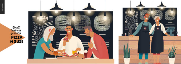 比萨店-小企业图形-访客图片下载