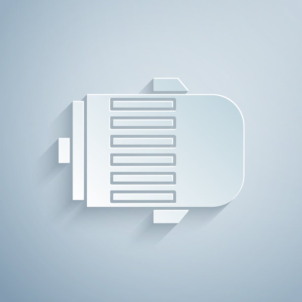 剪纸电动发动机图标孤立在灰色图片下载