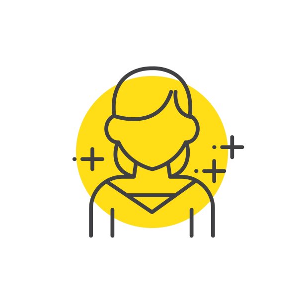 青少年，人类头像图标黄色标记图片下载