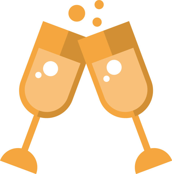 香槟杯敬酒孤立的图标图片下载