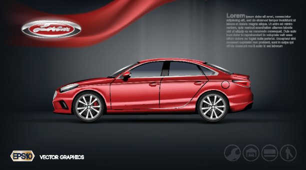 数字矢量轿车红色模型图片下载