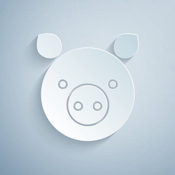 剪纸猪生肖图标孤立在灰色图片下载