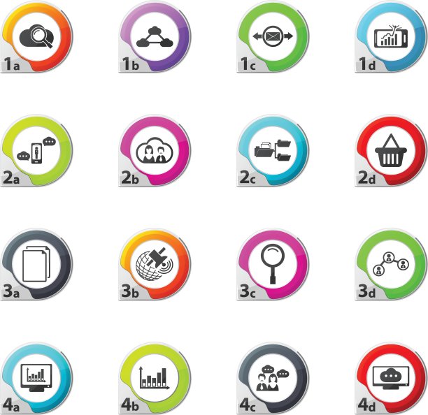 数据分析和社交网络图标集图片下载