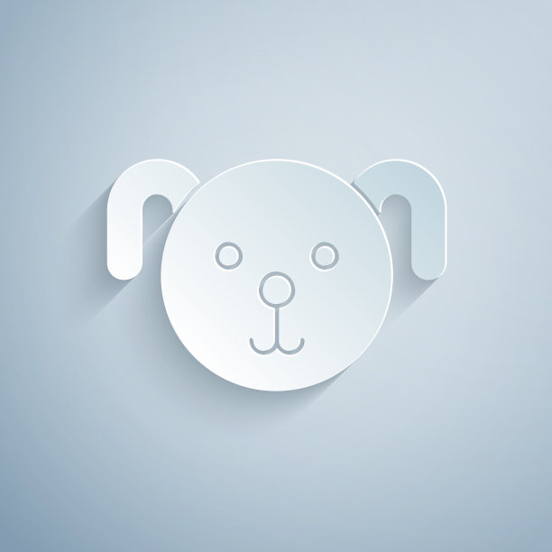 剪纸狗生肖图标孤立在灰色图片下载