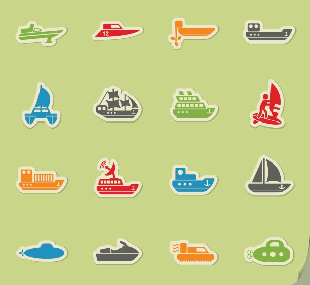 水上运输图标集图片下载