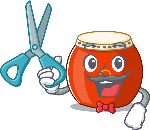 笑脸搞笑的理发师中国鼓卡通人物图片下载