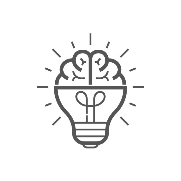大脑知道图标。灯泡与大脑矢量线图标，创意概念。可编辑的中风。每股收益10图片下载