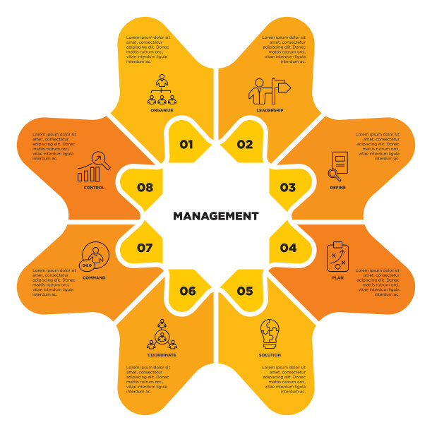 管理概念信息图和图标集图片下载