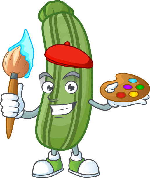 快乐的西葫芦画家用画笔画的图标图片下载