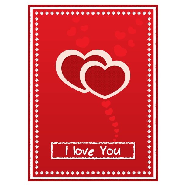 情人节红卡片，两颗心的形状图片下载