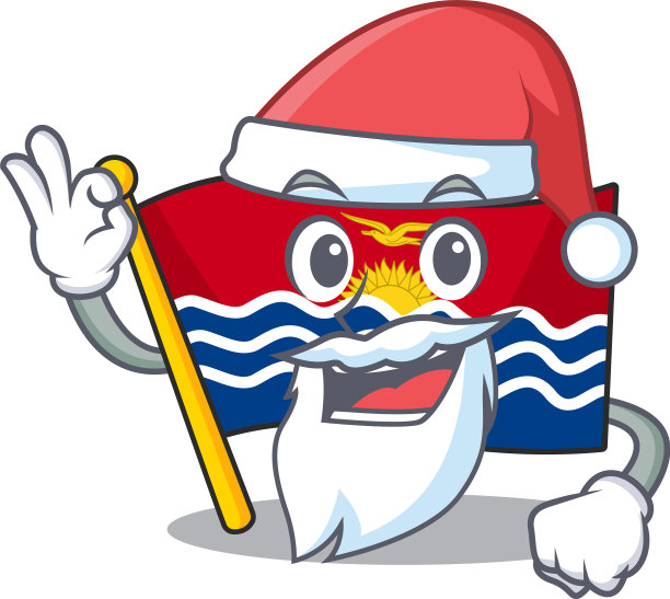 圣诞老人旗帜基里巴斯卷轴卡通人物图片下载