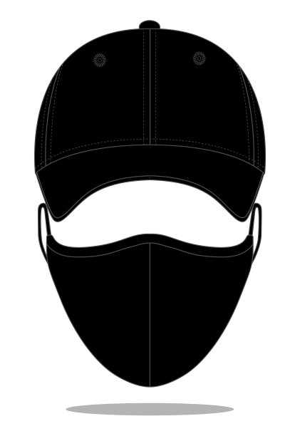 棒球帽和面具织物矢量模板图片下载