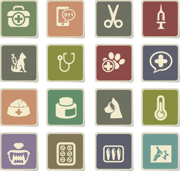 兽医诊所图标集图片下载