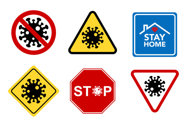 Covid-19字体设计概念禁止标识设置。图片下载