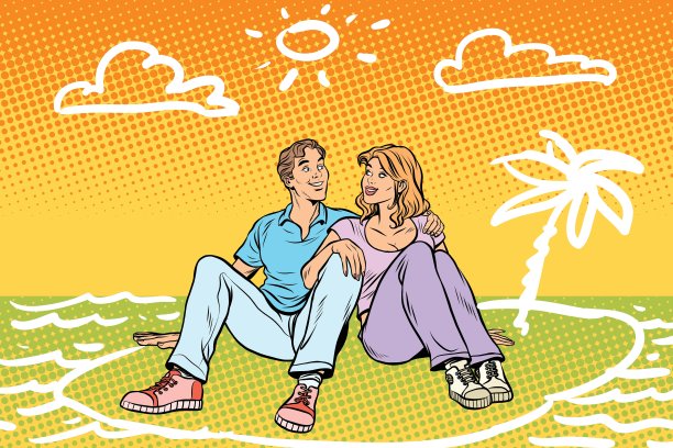 年轻美丽的夫妇梦想旅行图片下载