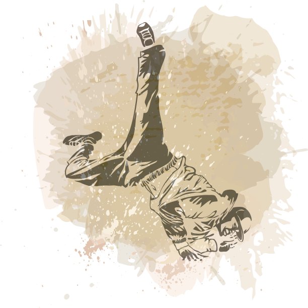 霹雳舞舞者手工制作的飞溅背景，现代趋势背景。图片下载