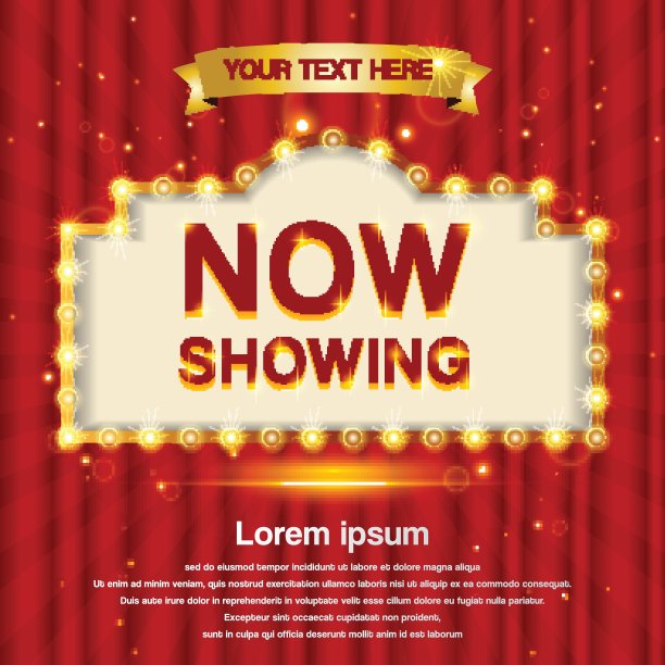 一个带有红色窗帘背景的复古剧院标志图片下载