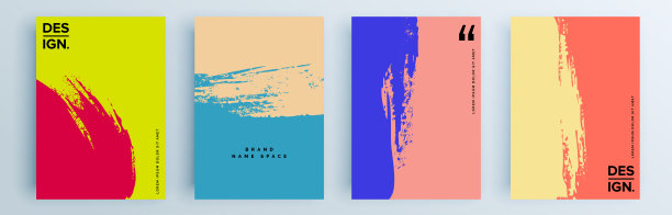 现代抽象封面集，最小封面设计。彩色几何背景，矢量插图。图片下载