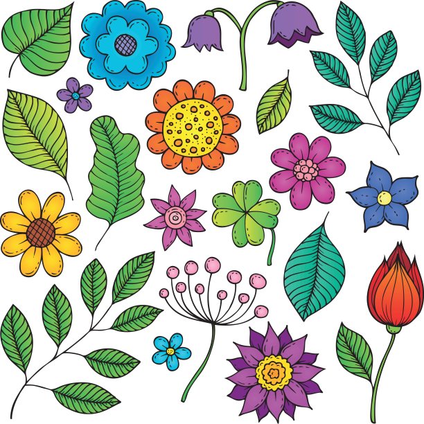 花卉和树叶的图画主题2图片下载