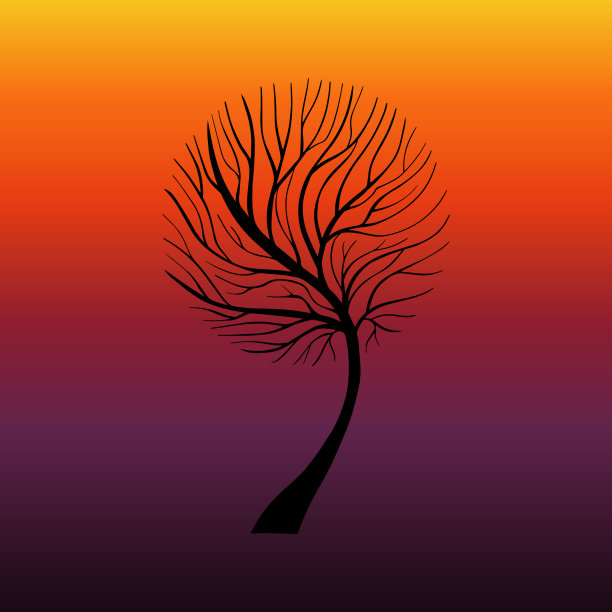 手绘生长树梯度-03图片下载