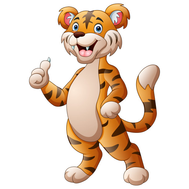 可爱的老虎卡通给拇指图片下载