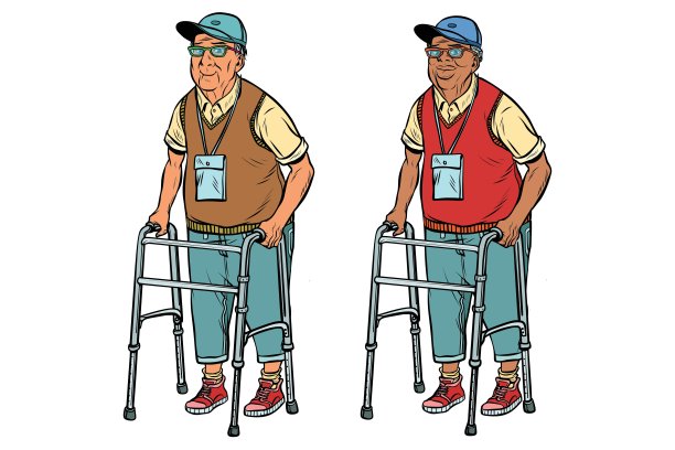 非洲和高加索老人与沃克图片下载