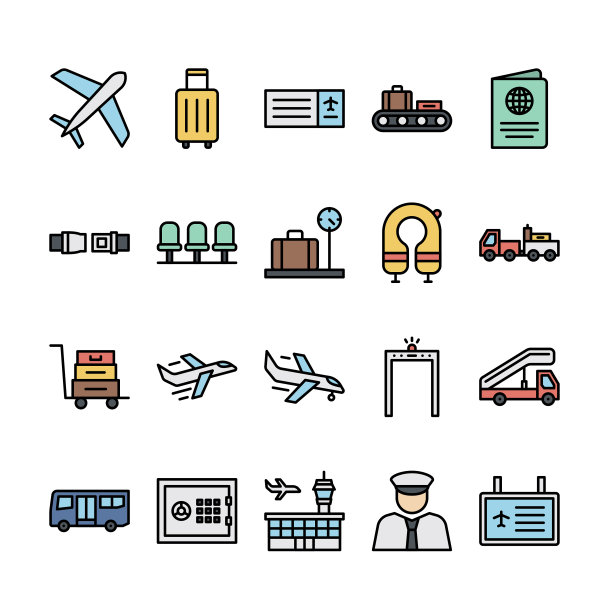 机场填充轮廓图标设置模板图片下载