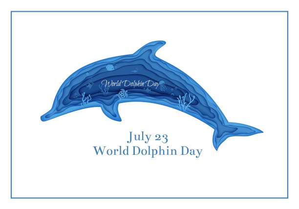 纸上剪出的海豚剪影。剪纸蝴蝶鱼，水母，翻车鱼，海龟。用鱼类、珊瑚礁、海底藻类、海浪制作海底洞穴。矢量世界海洋日概念。图片下载