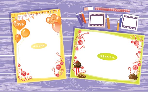 桌子上有相框。水平和垂直图片下载