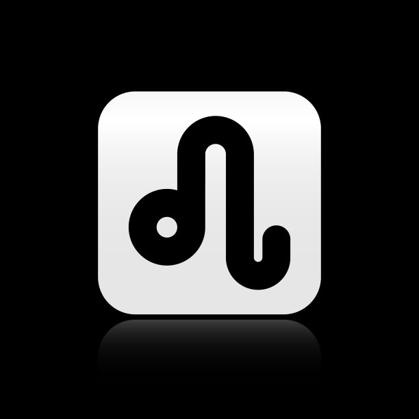 黑色狮子座星座图标孤立在黑色图片下载