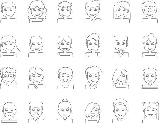 角色头像或人物线图标。向量illusration。图片下载