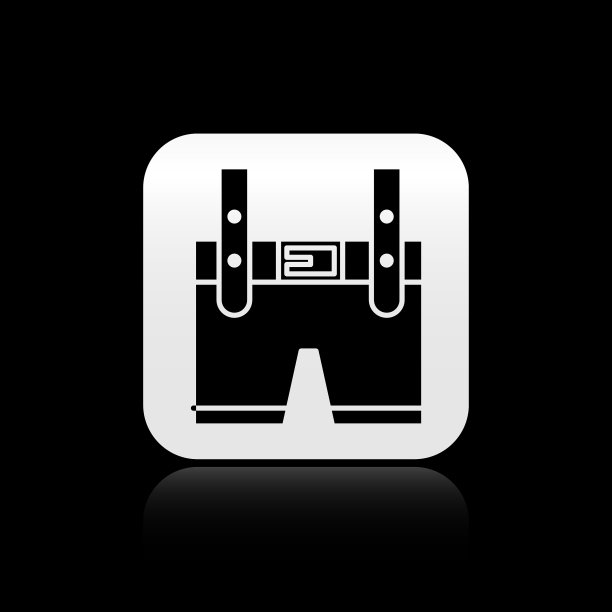 黑色皮短裤图标孤立在黑色背景图片下载