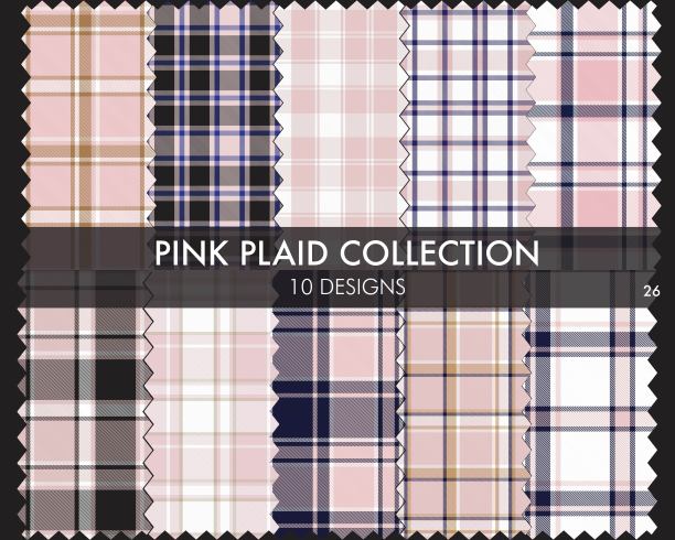 粉色格子花格无缝图案系列图片下载