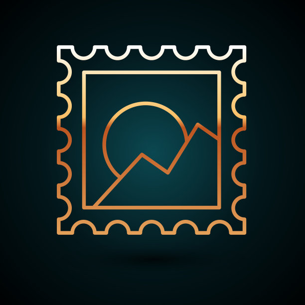 金线画景观图标孤立上暗图片下载