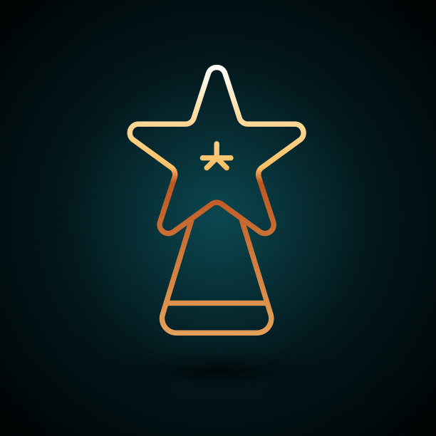 金色线圣诞星图标孤立在黑暗图片下载