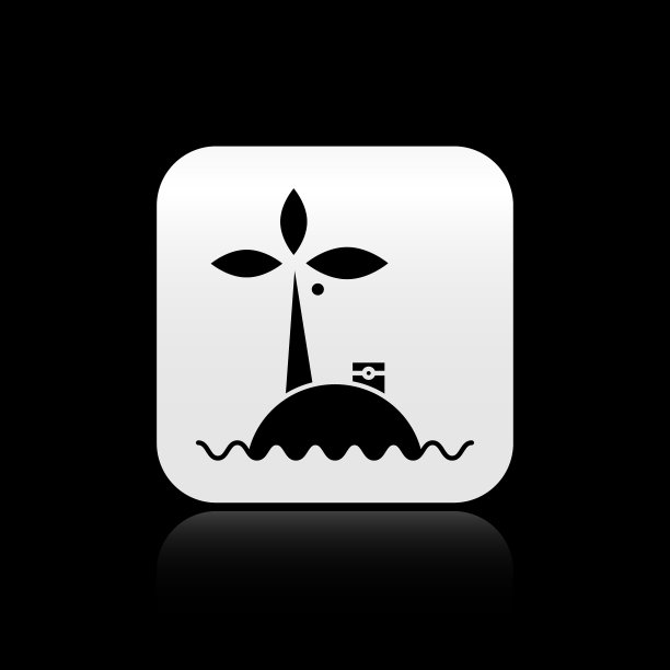 黑色热带岛屿在海洋图标孤立上图片下载