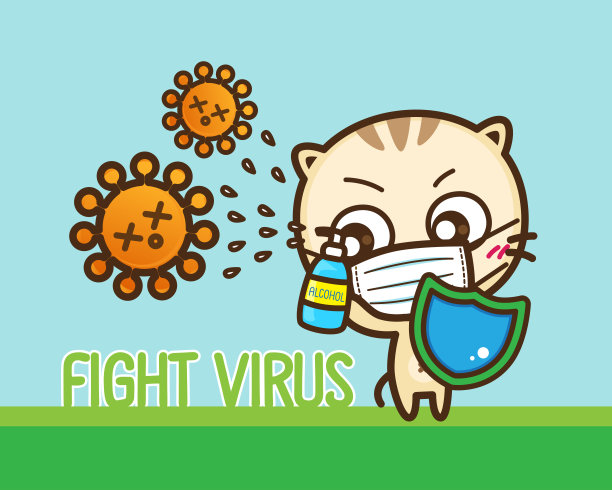 卡通人物戴着口罩在病毒和传染病爆发期间保护和预防，冠状病毒(COVID-19)，抗击病毒概念，呆在家里:媒介插图图片下载