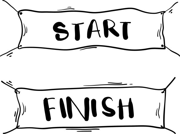手绘的开始和结束线横幅横幅图片下载