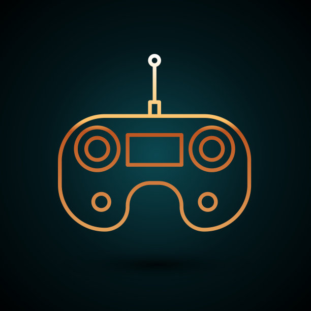 金线遥控图标孤立在黑暗中图片下载