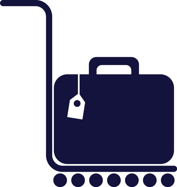 手提箱旅行行李在手推车运输图片下载